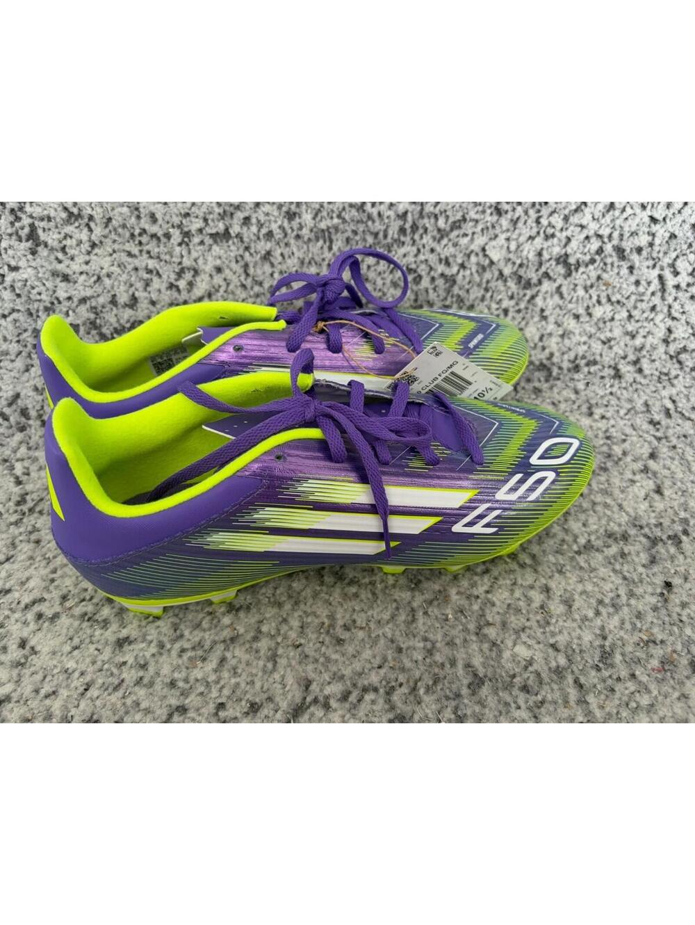 Adidas F50 Club FG MG Soccer Cleats Purple Lucid Lemon Men's Size 9.5 NWOB